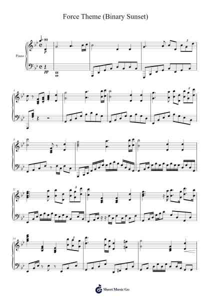 Star Wars - Force Theme (Binary Sunset) Sheet Music by John Williams-Arr.Noahsweet
