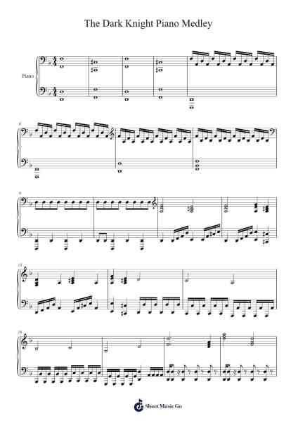 The Dark Knight Piano Medley Sheet Music by Hans Zimmer/James Newton Howard-Arr.Pibriel Pute