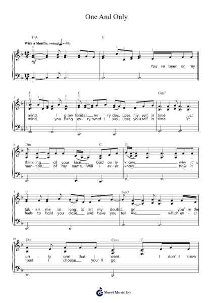 One And Only Sheet Music by Adele-Arr.Joycelup