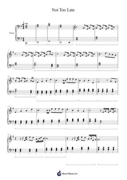 Not Too Late Sheet Music by Lemaitre-Arr.Wrightrae