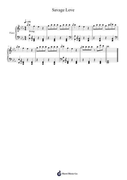 Savage Love Sheet Music by Jawsh 685-Arr.Gusgess
