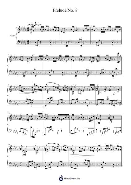 Prelude No. 8 Sheet Music by Brendan Callies-Arr.Zimgus Jackfred