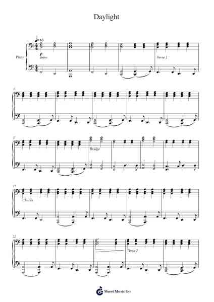 Daylight Sheet Music by David Kushner-Arr.Kylefie