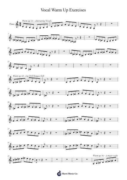 Vocal Warm Up Exercises Sheet Music by undefined-Arr.Nites