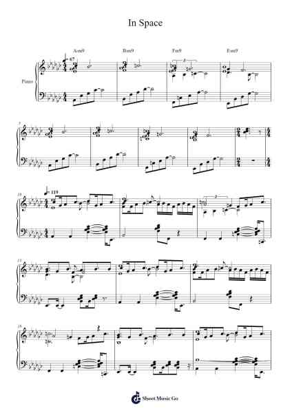 In Space Sheet Music by Eric Lee-Arr.Huxver Birdnee