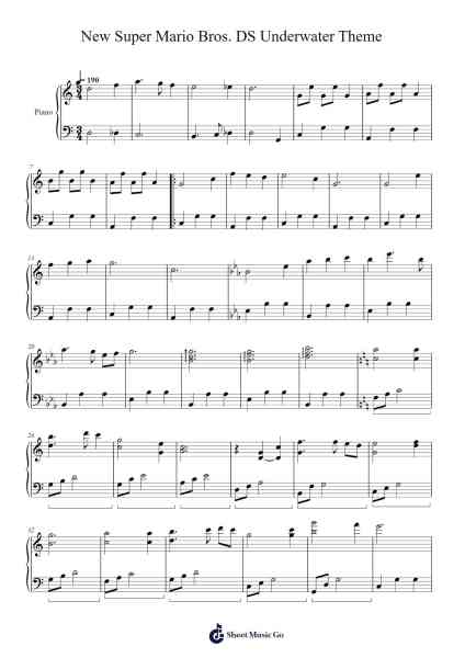 New Super Mario Bros. DS Underwater Theme Sheet Music by undefined-Arr.Harjo