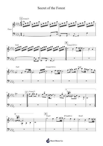Secret of the Forest Sheet Music by Yasunori Mitsuda-Arr.Markthur