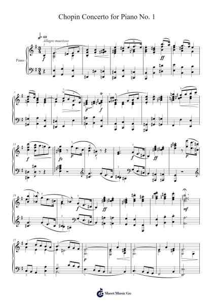 Piano Concerto No. 1 in E Minor, Op. 11 Sheet Music by Frédéric Chopin-Arr.Joejosh Demptout