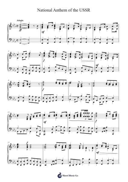 National Anthem of the USSR Sheet Music by Alexander Alexandrov-Arr.Lanme