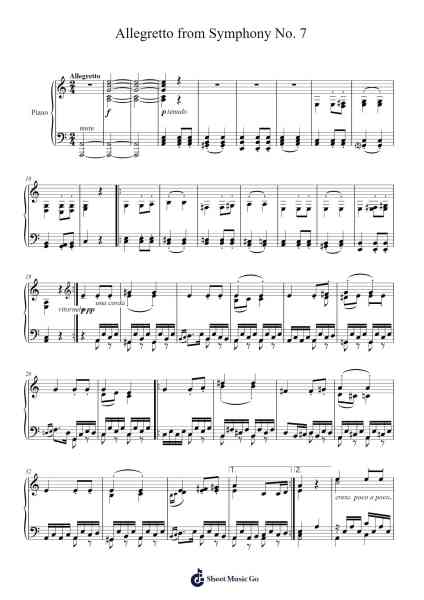 Symphony No. 7 in A Major, Op. 92: II. Allegretto Sheet Music by Ludwig van Beethoven-Arr.Boyletio Wanleigh