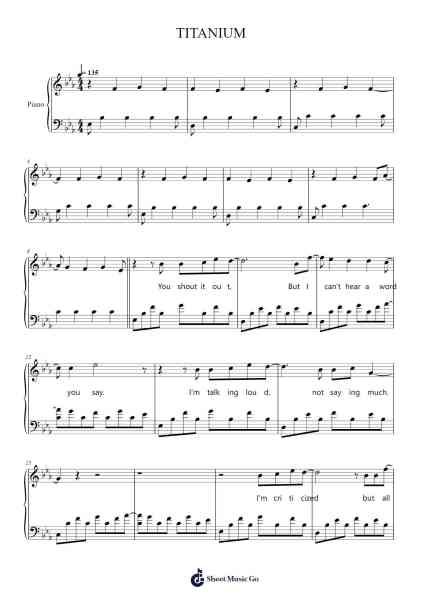 TITANIUM Notas de música por David Guetta/Sia-Arr.Bairdted Fage