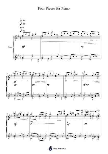 Four Pieces for Piano Sheet Music by Joshua Painter-Arr.Betle
