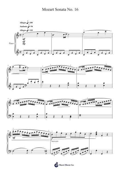 Sonata No. 16 in C Major, K. 545 Sheet Music by Wolfgang Amadeus Mozart-Arr.Molsham