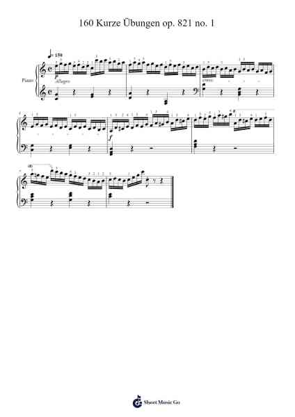 160 Kurze Übungen, Op. 821: No. 1 Sheet Music by Carl Czerny-Arr.Cherlian Zimreed