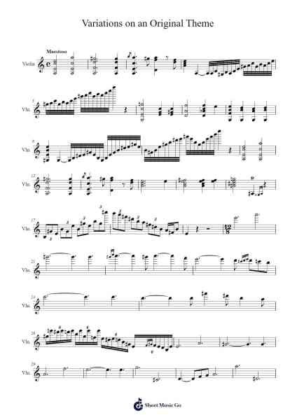 Variations on an Original Theme Sheet Music by Henri Wieniawski-Arr.Poundpe