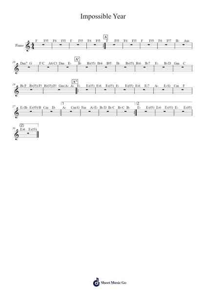 Impossible Year Sheet Music by Panic! at the Disco-Arr.Rusden