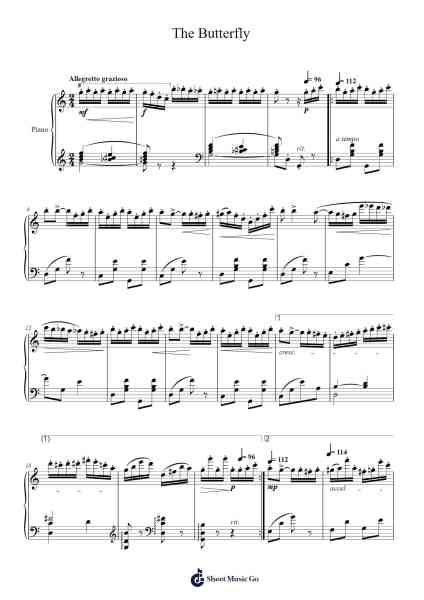 The Butterfly Sheet Music by THEO. BENDIX-Arr.Blitheclough