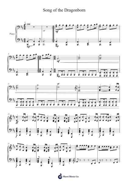 Song of the Dragonborn (Skyrim Theme) Sheet Music by Jeremy Soule-Arr.Readerae
