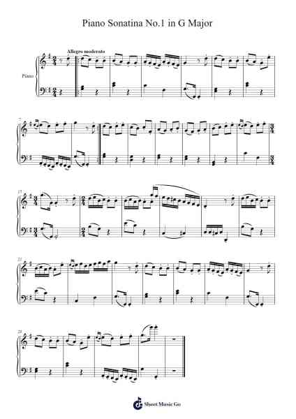 Piano Sonatina No.1 in G Major 乐谱由 Carson Cone - 编曲 Lamjane