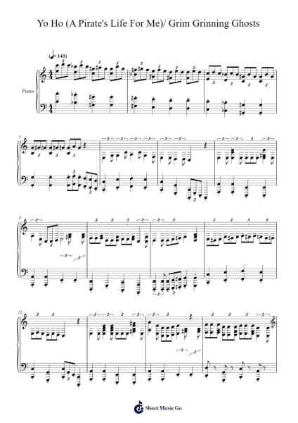 Yo Ho (A Pirate's Life For Me)/ Grim Grinning Ghosts Sheet Music by George Bruns-Arr.Bunie