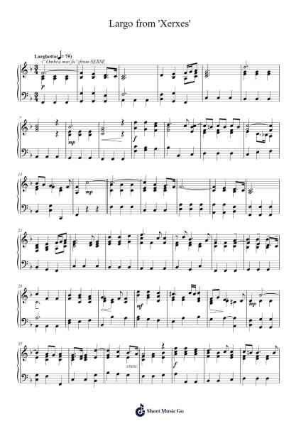 Largo from 'Xerxes' Sheet Music by Georg Friedrich Händel-Arr.Ogrite Samptian