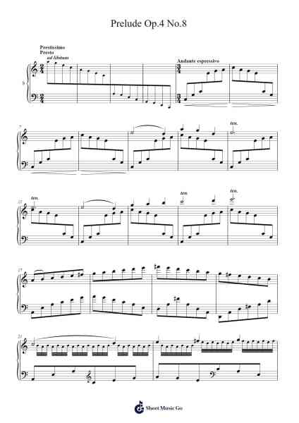 Prelude Op.4 No.8 Sheet Music by M.S. Vovos-Arr.Mickmin