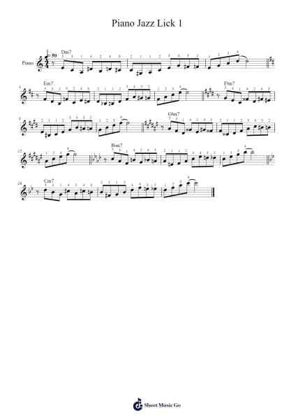 Piano Jazz Lick 1 Sheet Music by Adeswift-Arr.Derkins