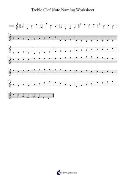 Treble Clef Note Naming Worksheet Sheet Music by undefined-Arr.Vanbins