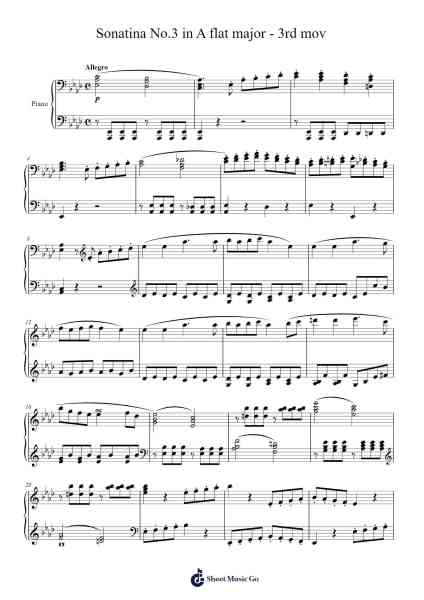 Sonatina No.3 in A flat major - 3rd mov Sheet Music by undefined-Arr.Walshfox