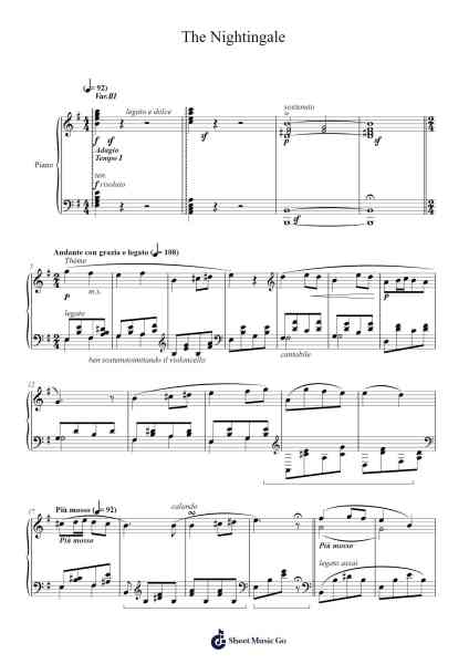 The Nightingale 樂譜由 Mikhail Glinka - 編曲 Felgrace