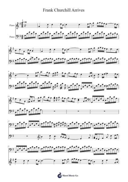 Frank Churchill Arrives Sheet Music by Rachel Portman-Arr.Puhill Wesreen