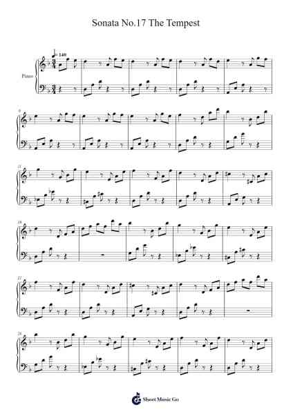 Sonata No.17 The Tempest Sheet Music by Ludwig van Beethoven-Arr.Debhum Browntor