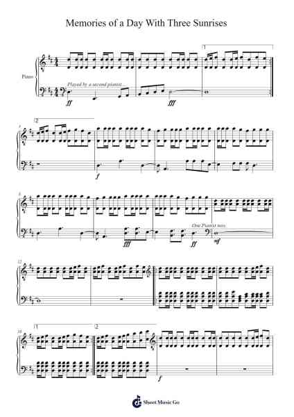 Memories of a Day With Three Sunrises Sheet Music by Glimmer Phosphorescence-Arr.Dilliz Woolfsil