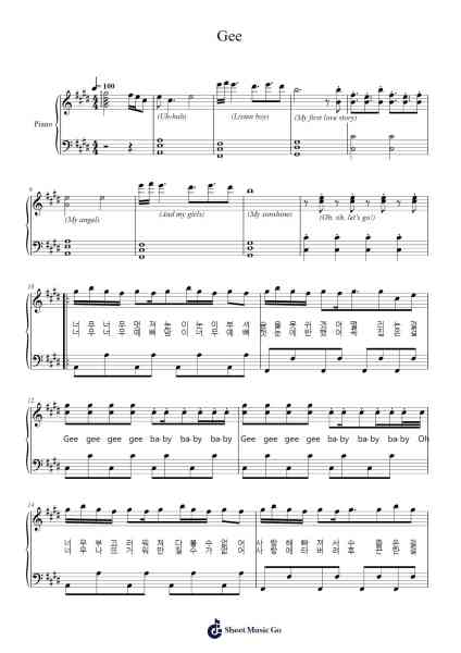 Gee Sheet Music by 소녀시대-Arr.Lynchric