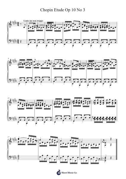 Chopin Etude Op 10 No 3 Sheet Music by Frédéric Chopin-Arr.Eveken Dougloyd