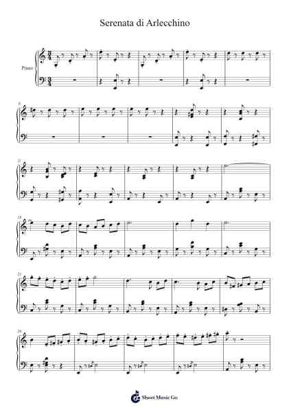 Serenata di Arlecchino Sheet Music by Ruggero Leoncavallo-Arr.Alickbush