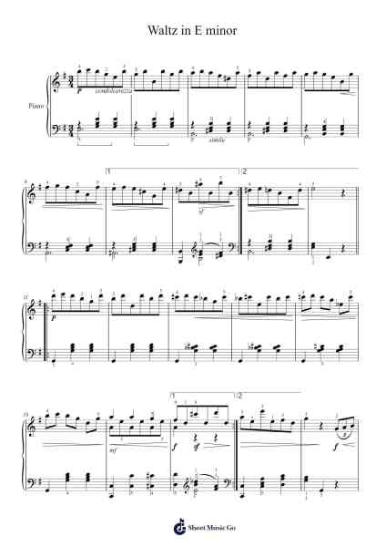 Waltz in E Minor Sheet Music by A. Griboyedov-Arr.Boycehe