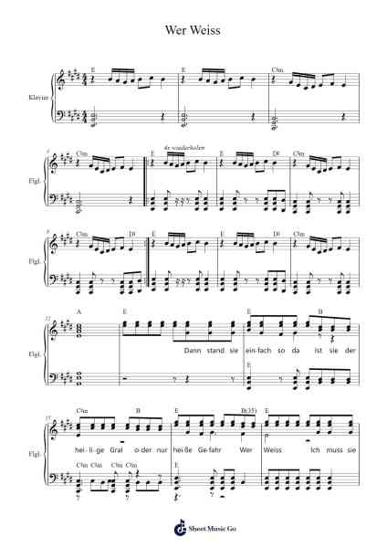 Wer Weiss Sheet Music by Alligatoah-Arr.Corsay Parhys