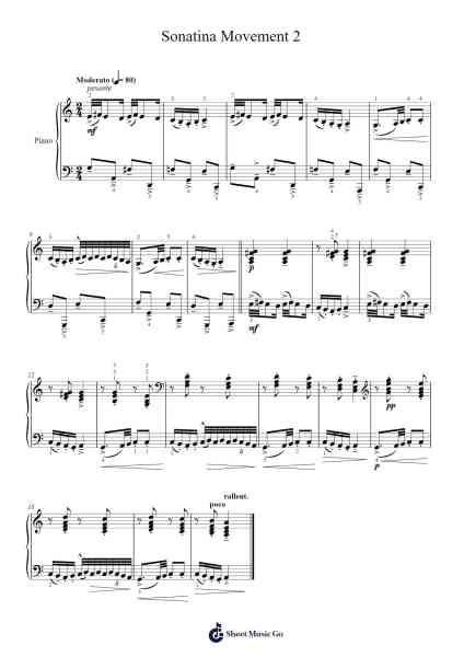 Sonatina Movement 2 Sheet Music by Béla Bartók-Arr.Webbzy