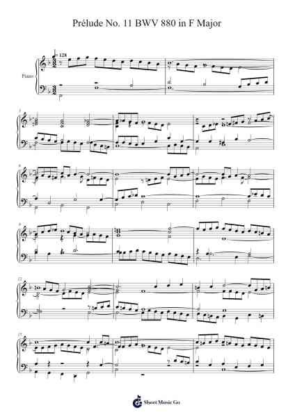 Prélude No. 11 in F Major, BWV 880 Sheet Music by Johann Sebastian Bach-Arr.Panvier Oisendan