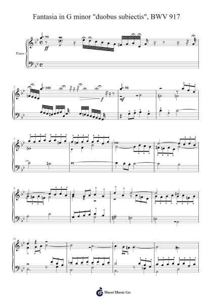 Fantasia in G minor "duobus subiectis", BWV 917 Sheet Music by Johann Sebastian Bach-Arr.Kepmill Rexbloor