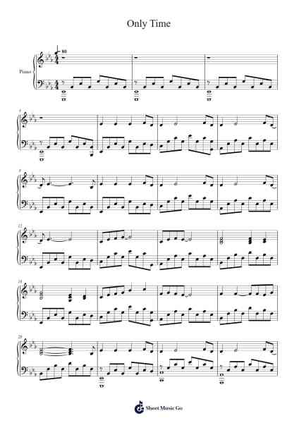Only Time Notenblatt von 恩雅-Arr.Deirmand