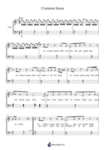 Common Sense Sheet Music by undefined-Arr.Chrislus Edtience