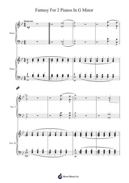 Fantasy in G Minor for Two Pianos Sheet Music by Hayreed Toutment-Arr.Zangline