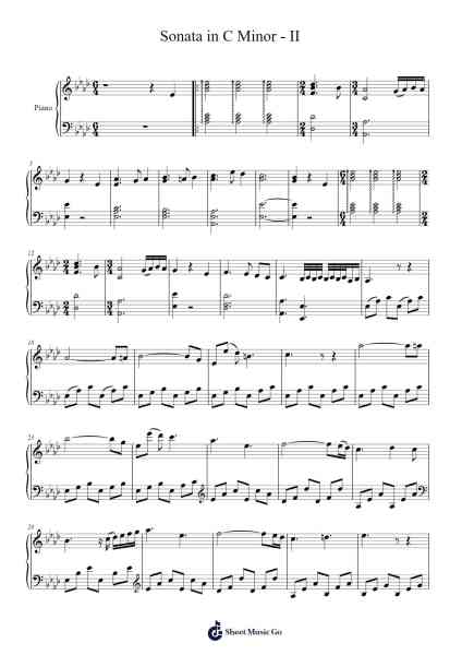 Sonata in C Minor - II Sheet Music by Vasco Pombo-Arr.Kathtta