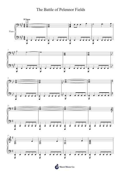 The Battle of Pelennor Fields Sheet Music by Howard Shore-Arr.Urrite