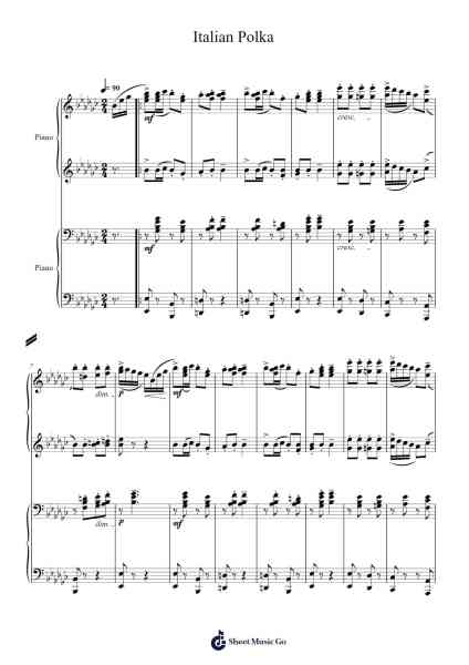 Italian Polka Sheet Music by Sergei Rachmaninoff-Arr.Brongus Chadkiel