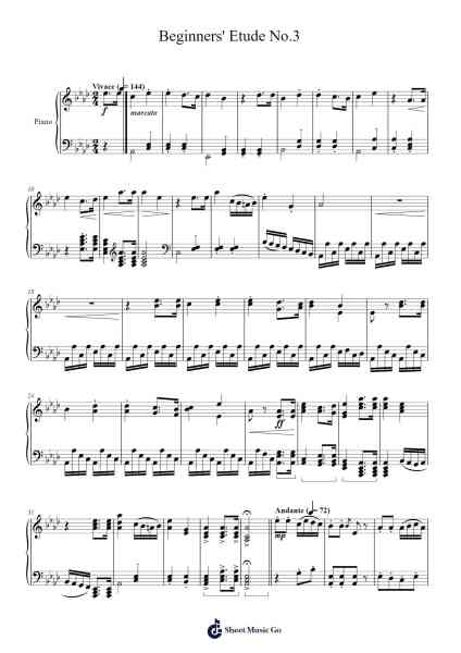 Beginners' Etude No.3 Sheet Music by Brightpag-Arr.Beardfaithe Kirkbia