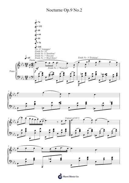 Seven Etudes on Chopin Nocturne Op.9 No.2 Sheet Music by Frederic Chopin-Arr.Zoetricia Smedsibyl