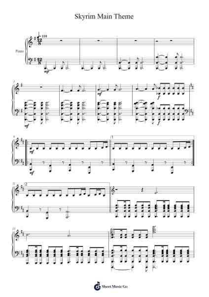 Skyrim Main Theme Sheet Music by Jeremy Soule-Arr.Restan